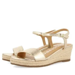 Gioseppo Sandalias Cuña<Sandalias De Piel Platino Con Cuña De Yute Para Mujer Yalaha