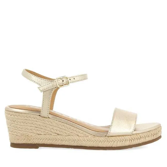 Gioseppo Sandalias Cuña<Sandalias De Piel Platino Con Cuña De Yute Para Mujer Yalaha