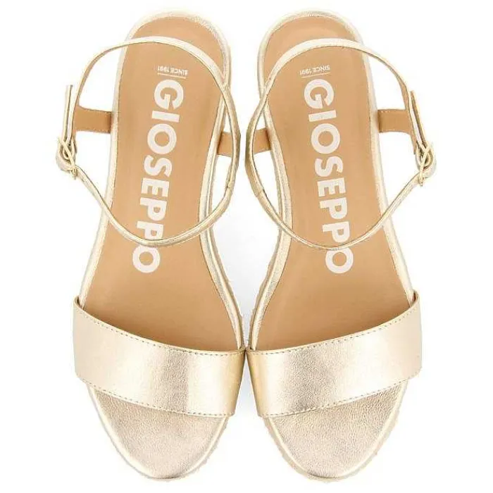 Gioseppo Sandalias Cuña<Sandalias De Piel Platino Con Cuña De Yute Para Mujer Yalaha