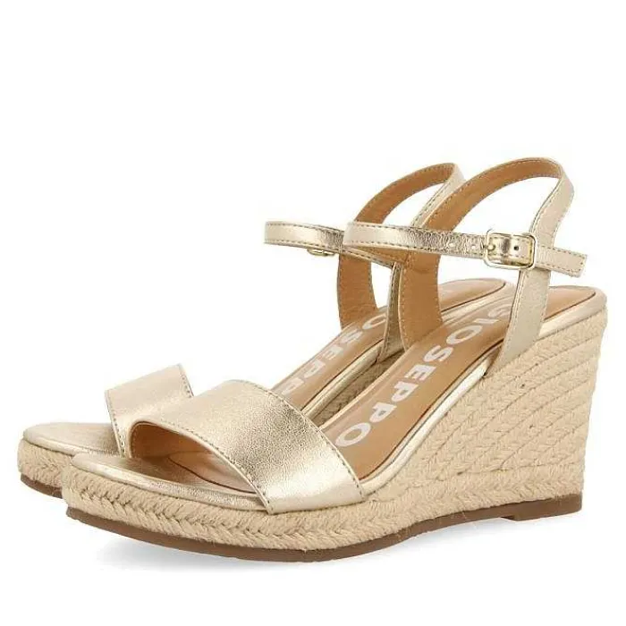 Gioseppo Sandalias Cuña<Sandalias De Piel Platino Con Cuña De Yute Para Mujer Zhepe