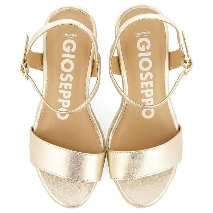 Gioseppo Sandalias Cuña<Sandalias De Piel Platino Con Cuña De Yute Para Mujer Zhepe