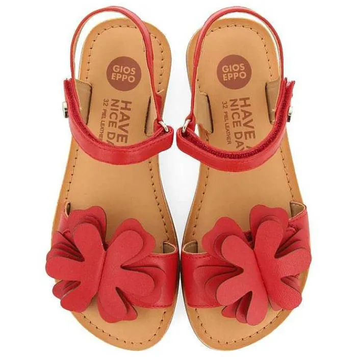 Gioseppo Niñas |Sandalias<Sandalias De Piel Roja Con Adornos De Flores Para Nina Y Nino Cres