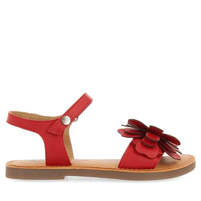 Gioseppo Niñas |Sandalias<Sandalias De Piel Roja Con Adornos De Flores Para Nina Y Nino Cres
