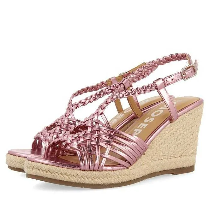 Gioseppo Sandalias Cuña<Sandalias De Piel Rosa Con Tiras Y Cuña Alta De Yute Para Mujer Glide