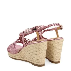 Gioseppo Sandalias Cuña<Sandalias De Piel Rosa Con Tiras Y Cuña Alta De Yute Para Mujer Glide