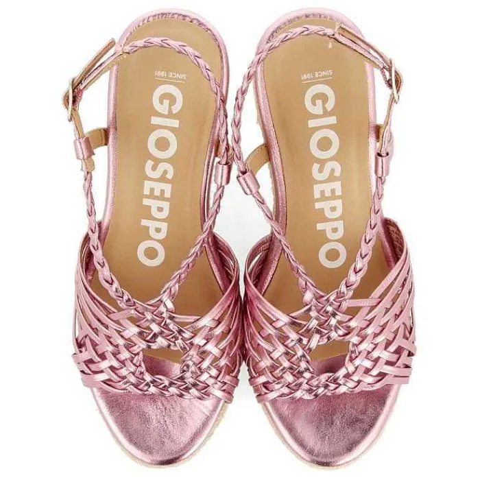 Gioseppo Sandalias Cuña<Sandalias De Piel Rosa Con Tiras Y Cuña Alta De Yute Para Mujer Glide
