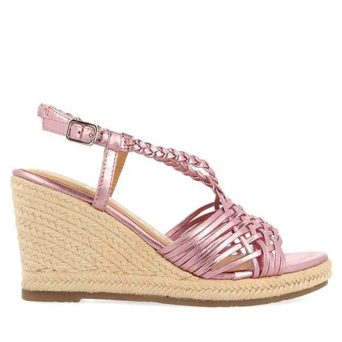 Gioseppo Sandalias Cuña<Sandalias De Piel Rosa Con Tiras Y Cuña Alta De Yute Para Mujer Glide