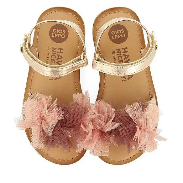 Gioseppo Niñas |Sandalias<Sandalias De Piel Rosa Dorada Con Decoraciones De Tul Multicolor Para Nina Y Nino Bicaj