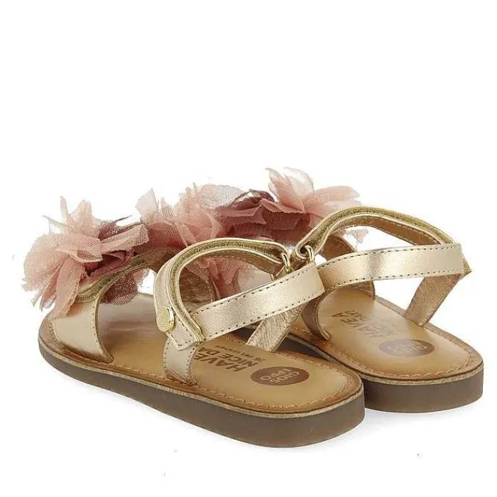 Gioseppo Niñas |Sandalias<Sandalias De Piel Rosa Dorada Con Decoraciones De Tul Multicolor Para Nina Y Nino Bicaj