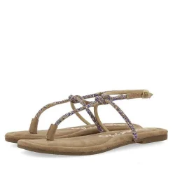 Gioseppo Sandalias Planas<Sandalias De Piel Taupe Con Tiras Y Adornos Para Mujer Seffner