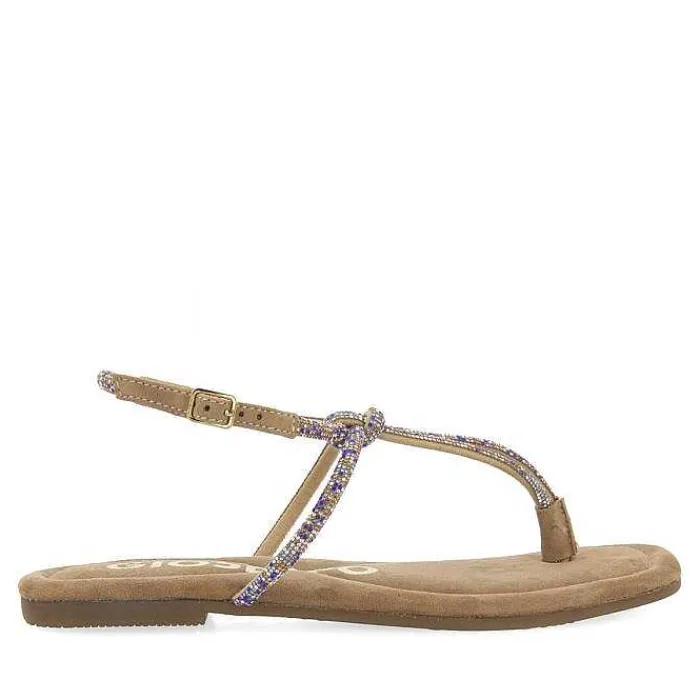 Gioseppo Sandalias Planas<Sandalias De Piel Taupe Con Tiras Y Adornos Para Mujer Seffner