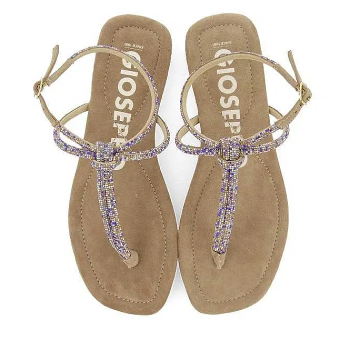Gioseppo Sandalias Planas<Sandalias De Piel Taupe Con Tiras Y Adornos Para Mujer Seffner