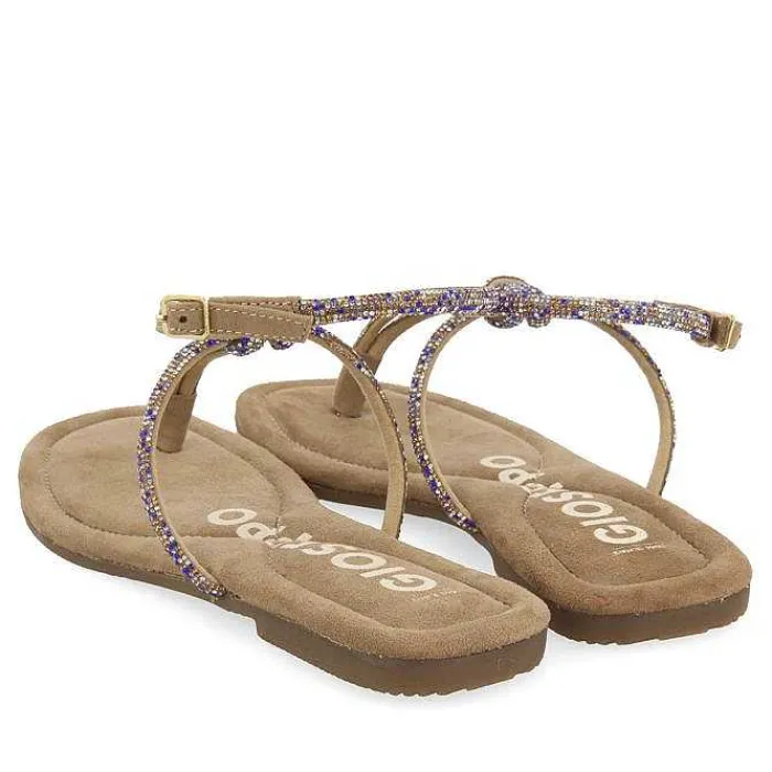 Gioseppo Sandalias Planas<Sandalias De Piel Taupe Con Tiras Y Adornos Para Mujer Seffner