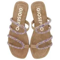 Gioseppo Sandalias Planas<Sandalias De Piel Taupe Con Tiras Y Adornos Para Mujer De Temelec