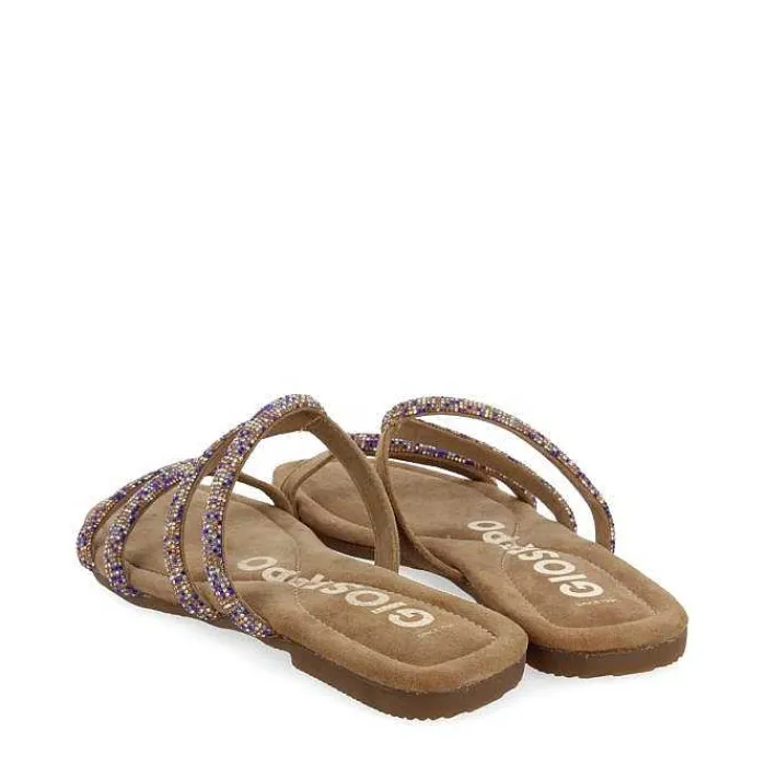 Gioseppo Sandalias Planas<Sandalias De Piel Taupe Con Tiras Y Adornos Para Mujer De Temelec