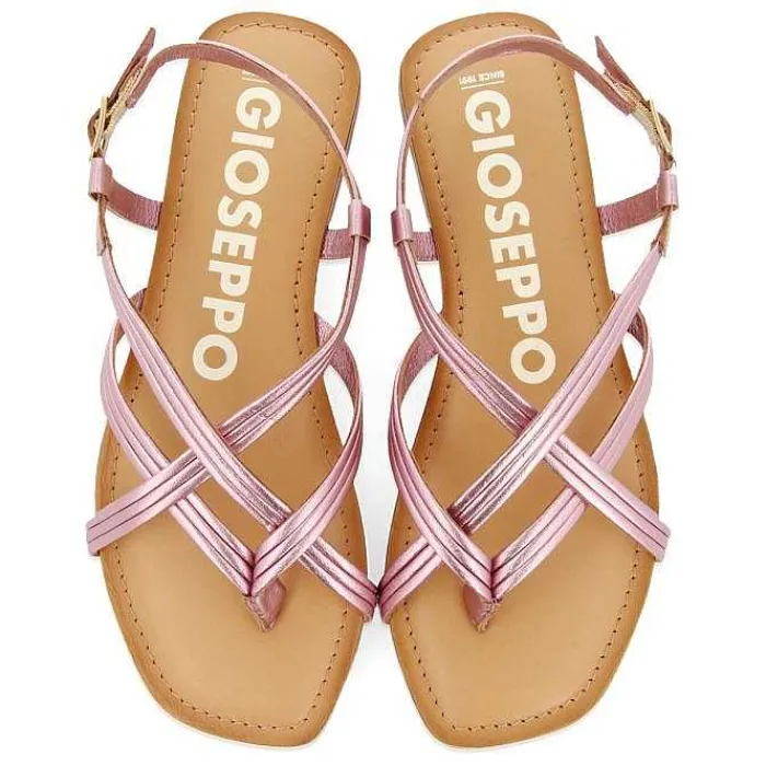 Gioseppo Sandalias Planas<Sandalias De Piel Tira Cruzada Rosa Para Mujer Funare