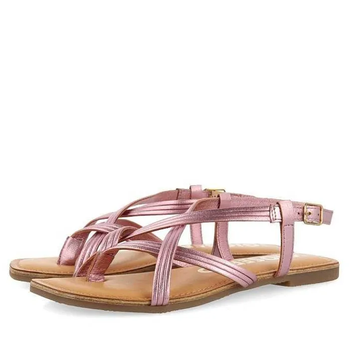 Gioseppo Sandalias Planas<Sandalias De Piel Tira Cruzada Rosa Para Mujer Funare