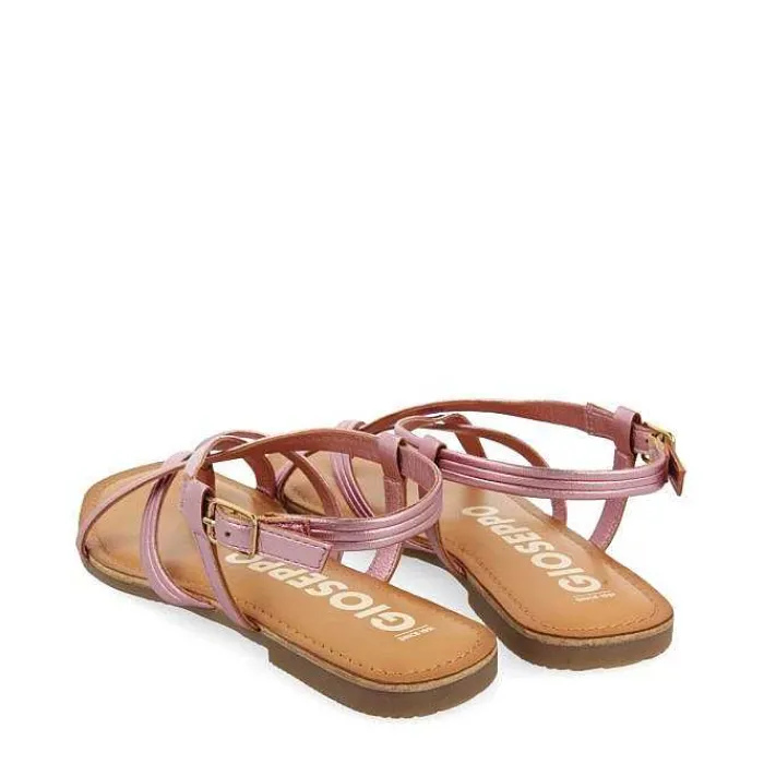 Gioseppo Sandalias Planas<Sandalias De Piel Tira Cruzada Rosa Para Mujer Funare