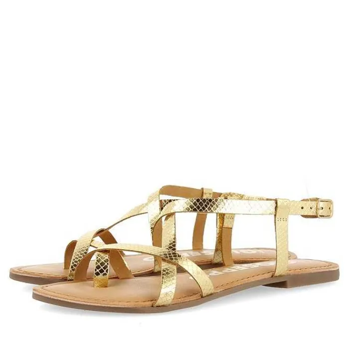 Gioseppo Sandalias Planas<Sandalias De Piel Tira Fina Dorada Para Mujer Coursan