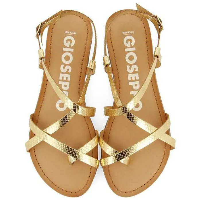 Gioseppo Sandalias Planas<Sandalias De Piel Tira Fina Dorada Para Mujer Coursan