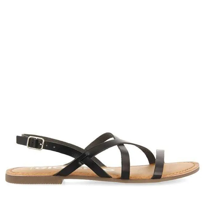 Gioseppo Sandalias Planas<Sandalias De Piel Tira Fina Negra Para Mujer Dania