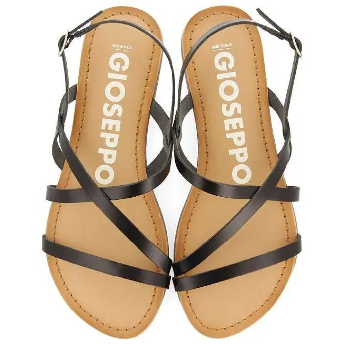 Gioseppo Sandalias Planas<Sandalias De Piel Tira Fina Negra Para Mujer Dania
