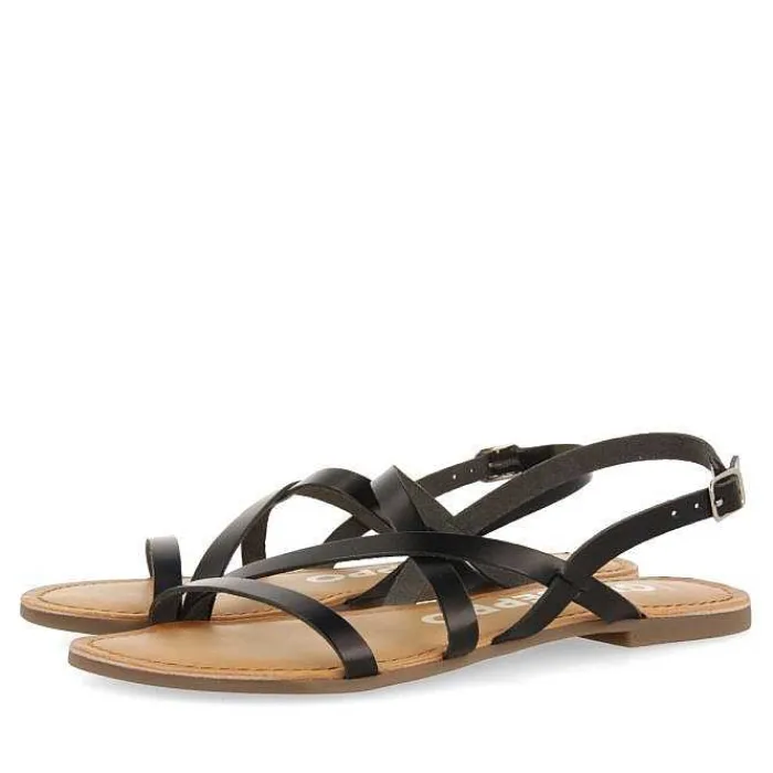 Gioseppo Sandalias Planas<Sandalias De Piel Tira Fina Negra Para Mujer Dania