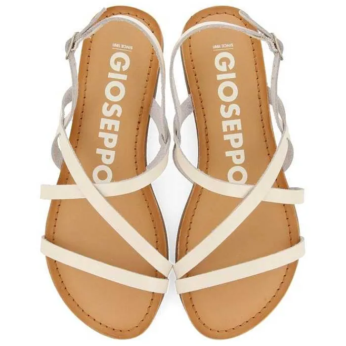 Gioseppo Sandalias Planas<Sandalias De Piel Tirantes Finos Blanco Rojo Para Mujer Dania