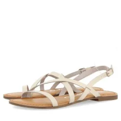 Gioseppo Sandalias Planas<Sandalias De Piel Tirantes Finos Blanco Rojo Para Mujer Dania