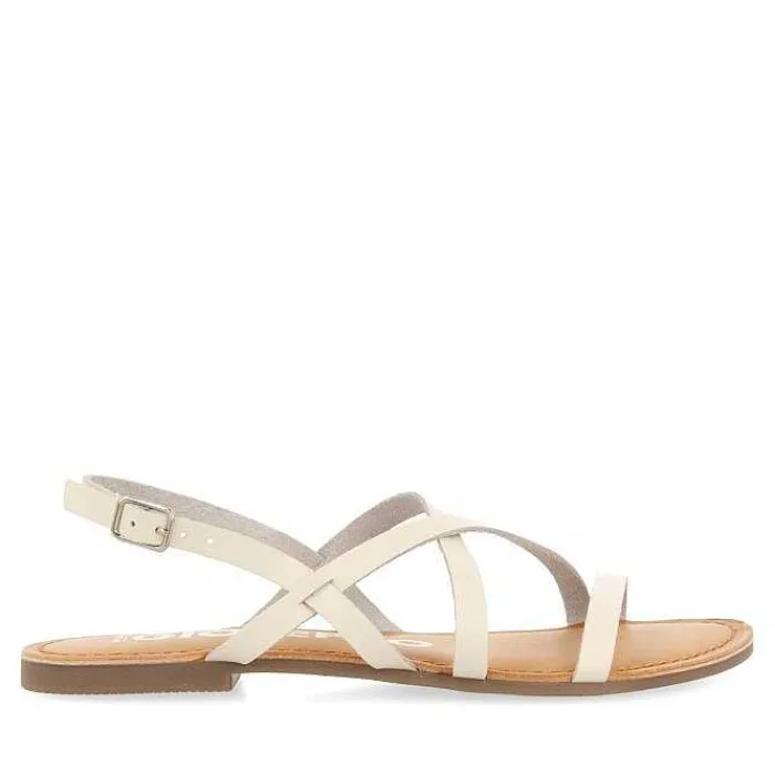 Gioseppo Sandalias Planas<Sandalias De Piel Tirantes Finos Blanco Rojo Para Mujer Dania