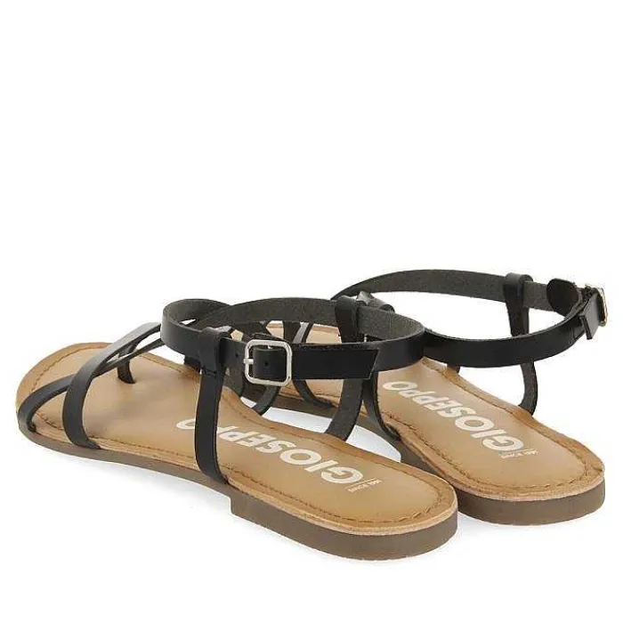 Gioseppo Sandalias Planas<Sandalias De Piel Tirantes Finos Negro Para Mujer Coursan