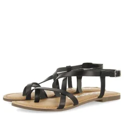 Gioseppo Sandalias Planas<Sandalias De Piel Tirantes Finos Negro Para Mujer Coursan