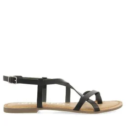 Gioseppo Sandalias Planas<Sandalias De Piel Tirantes Finos Negro Para Mujer Coursan