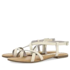 Gioseppo Sandalias Planas<Sandalias De Piel Tirantes Finos Blanco Rojo Para Mujer Coursan