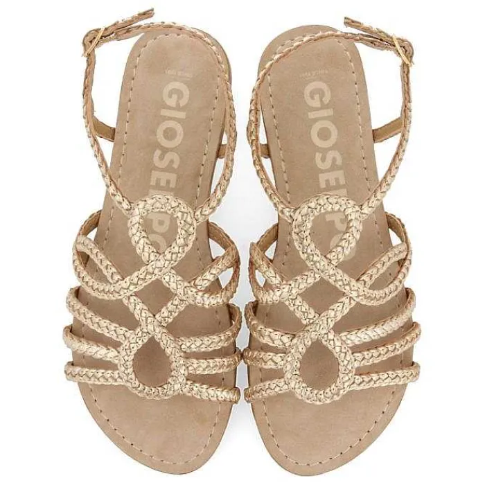 Gioseppo Sandalias Planas<Sandalias De Piel Trenzada Dorada Para Mujer Yakima