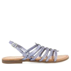 Gioseppo Sandalias Planas<Sandalias De Piel Trenzada Metalizada Azul Para Mujer Limina