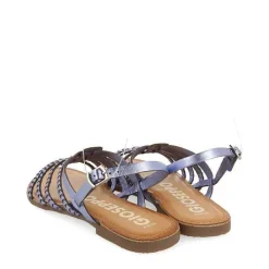Gioseppo Sandalias Planas<Sandalias De Piel Trenzada Metalizada Azul Para Mujer Limina