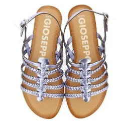 Gioseppo Sandalias Planas<Sandalias De Piel Trenzada Metalizada Azul Para Mujer Limina