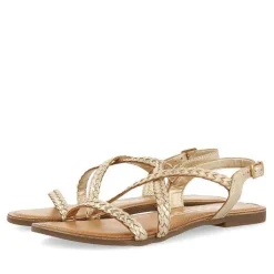 Gioseppo Sandalias Planas<Sandalias De Piel Trenzada Dorada Para Mujer Capaci