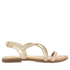 Gioseppo Sandalias Planas<Sandalias De Piel Trenzada Dorada Para Mujer Capaci