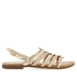 Gioseppo Sandalias Planas<Sandalias De Piel Trenzada Dorada Para Mujer Limina