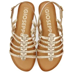 Gioseppo Sandalias Planas<Sandalias De Piel Trenzada Dorada Para Mujer Limina