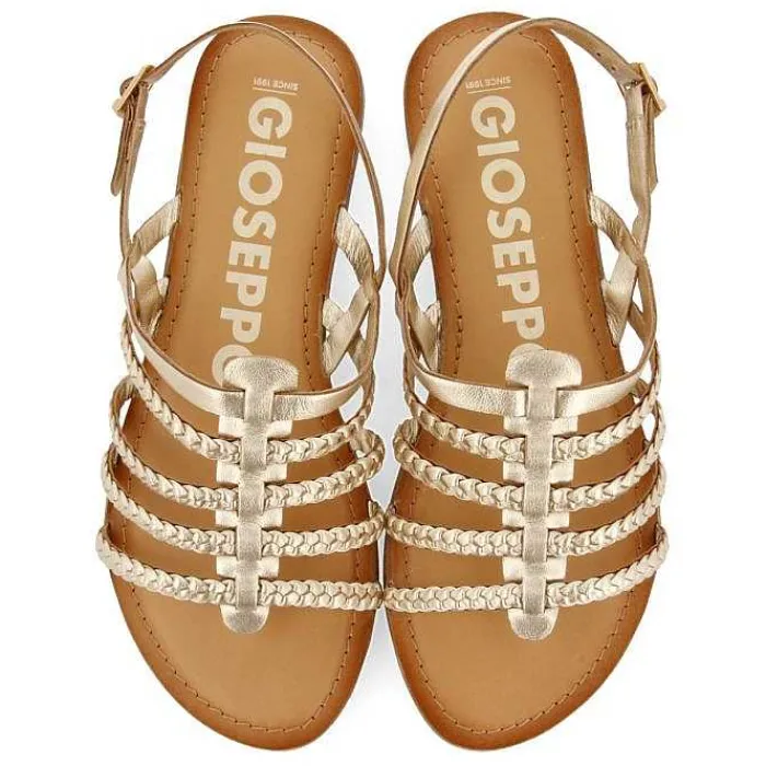 Gioseppo Sandalias Planas<Sandalias De Piel Trenzada Dorada Para Mujer Limina