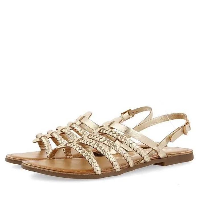 Gioseppo Sandalias Planas<Sandalias De Piel Trenzada Dorada Para Mujer Limina
