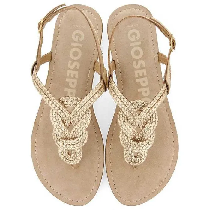 Gioseppo Sandalias Planas<Sandalias De Piel Trenzada Dorada Para Mujer Zupanja