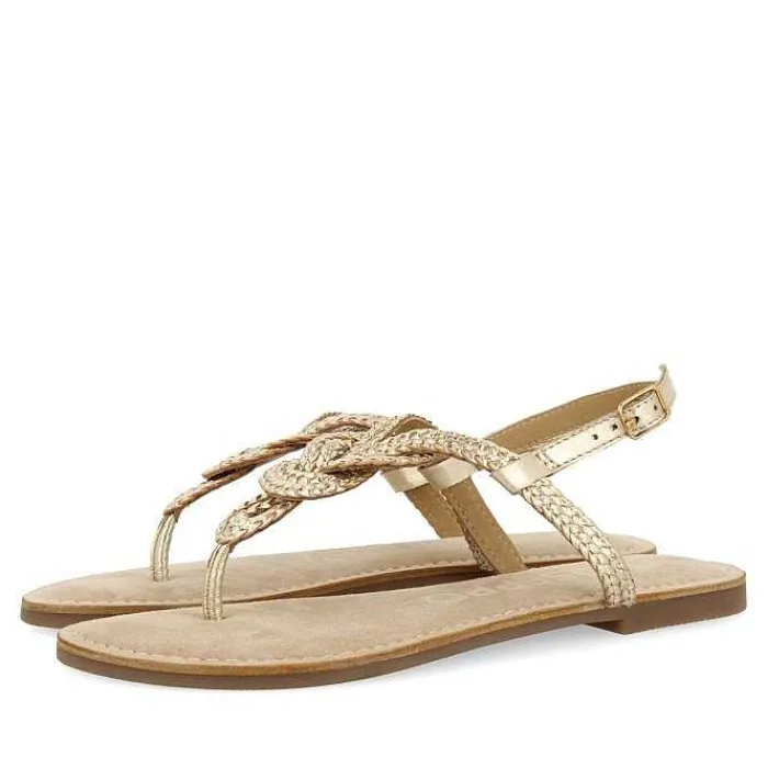 Gioseppo Sandalias Planas<Sandalias De Piel Trenzada Dorada Para Mujer Zupanja