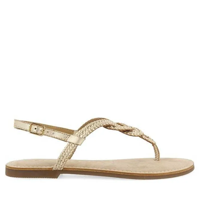 Gioseppo Sandalias Planas<Sandalias De Piel Trenzada Dorada Para Mujer Zupanja