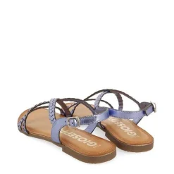 Gioseppo Sandalias Planas<Sandalias De Piel Trenzada Metalizada Azul Para Mujer Capaci