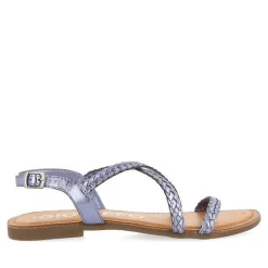 Gioseppo Sandalias Planas<Sandalias De Piel Trenzada Metalizada Azul Para Mujer Capaci