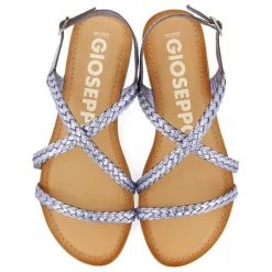 Gioseppo Sandalias Planas<Sandalias De Piel Trenzada Metalizada Azul Para Mujer Capaci